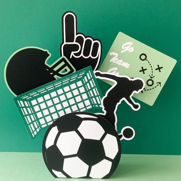 Pinfliers Football Theme Birthday Decoration Items, Paper Table Centerpiece Decorations,1 Football Shape Box & 7 Small Cutouts